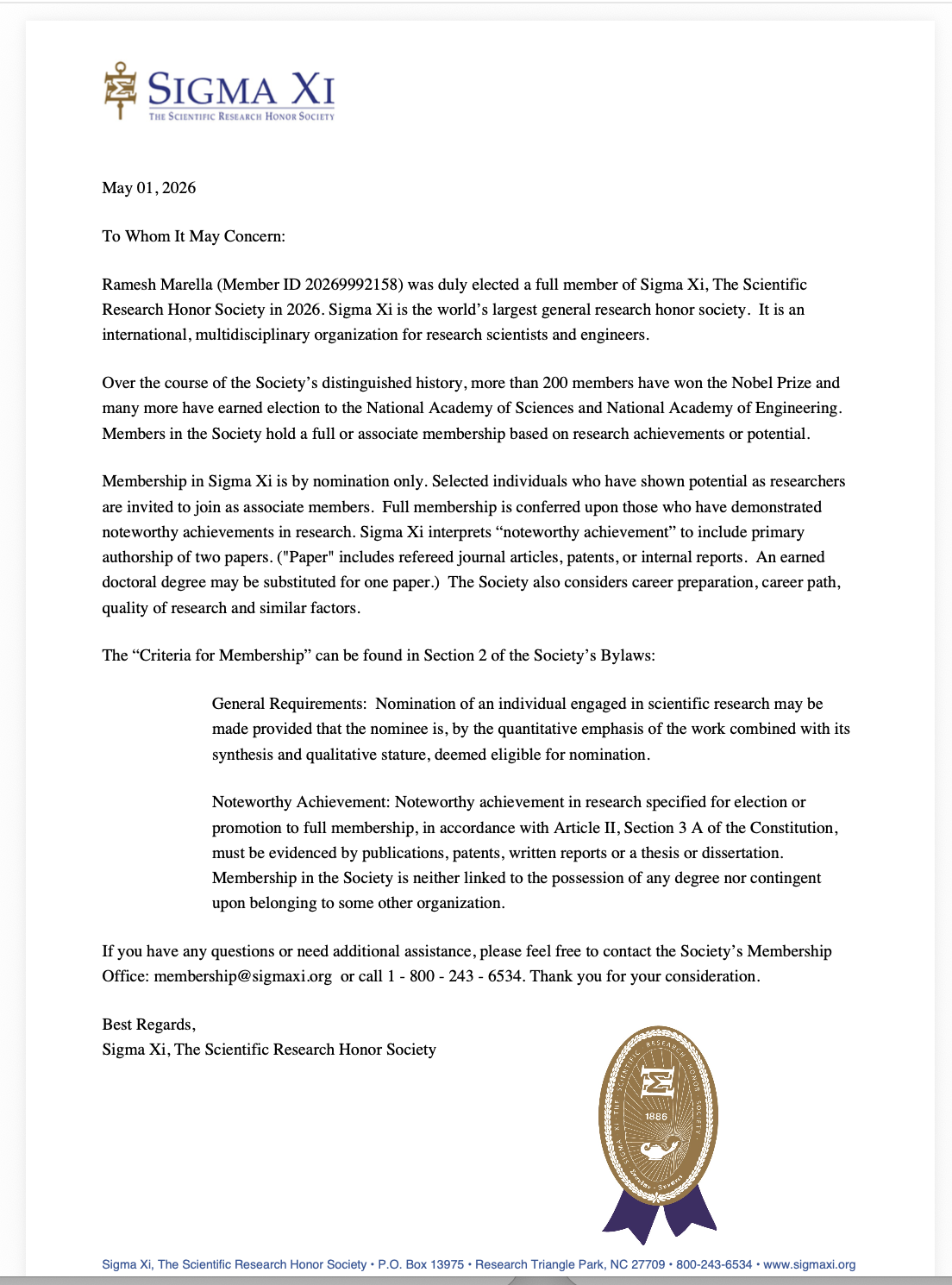 Sigma Xi Membership