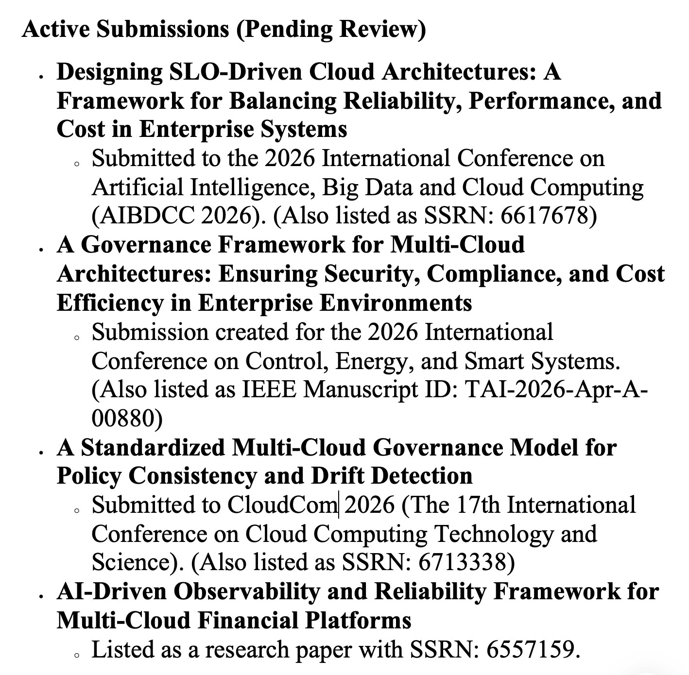 Conference Submission Evidence