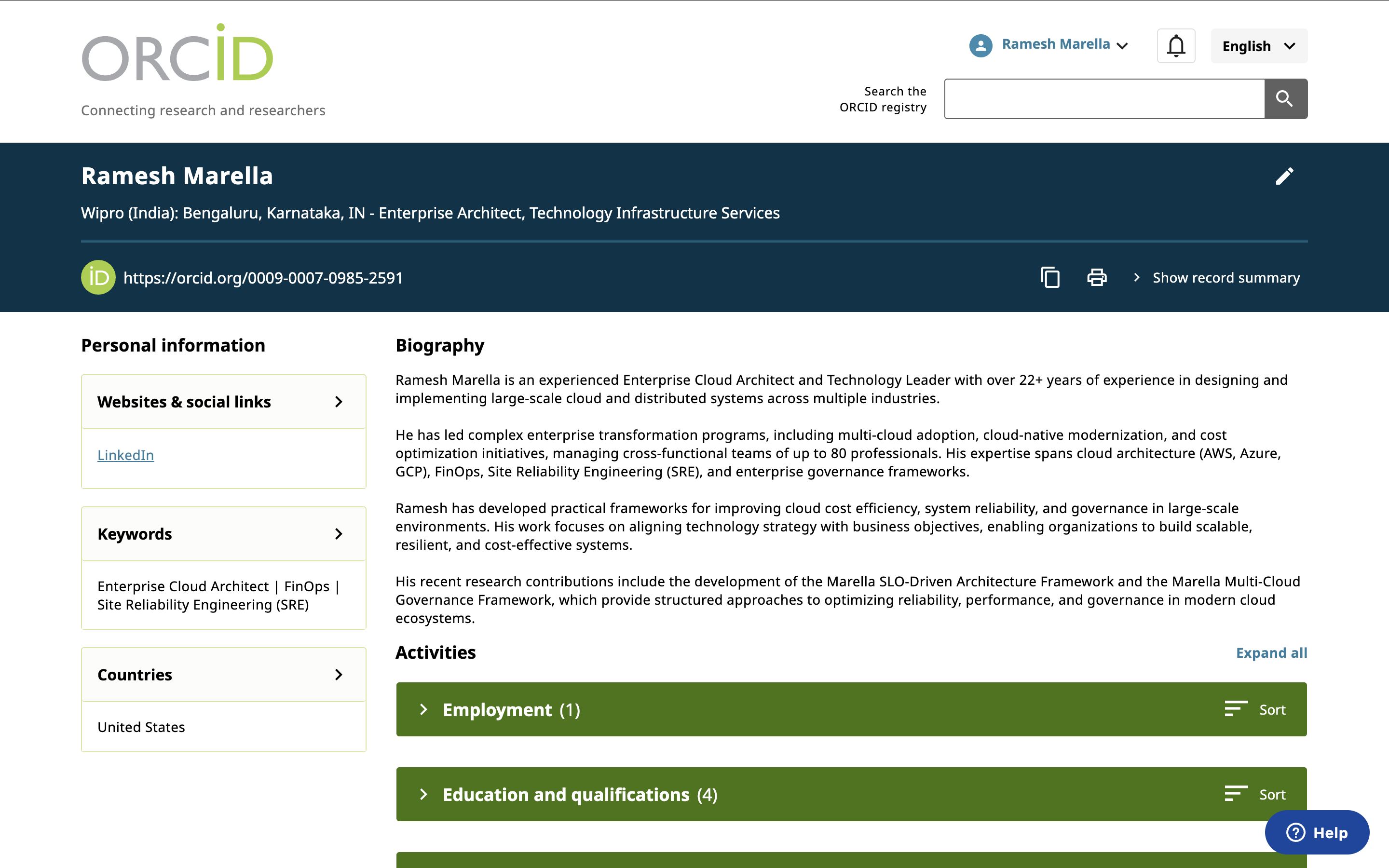 ORCID Research Identity